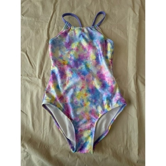 Cat & Jack Other - Cat & Jack Girls Sz L10/12 Swimsuit Multicolor Tie Dye One Piece Crisscross Back